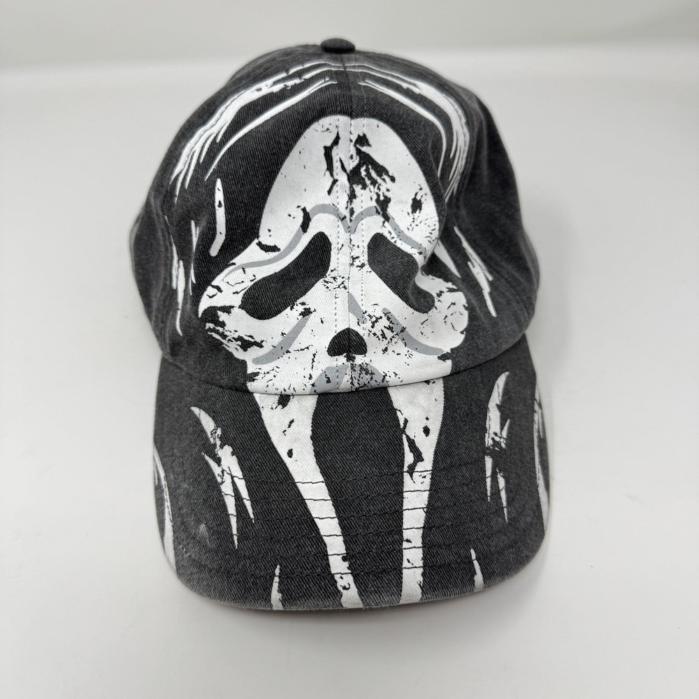 Ghost Face‎ Hat Cap Strap Back Black White Gray Horror Movie Scream Graphic Mens